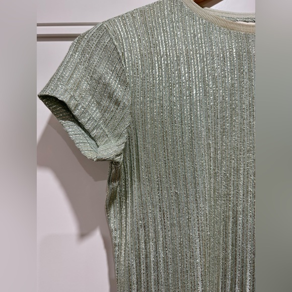 Metallic Ted baker sage shimmer striped short sleeve tee - Picture 4 of 8